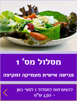 הצטרפי למסלול מס' 1 פגישה ראשונה בלבד